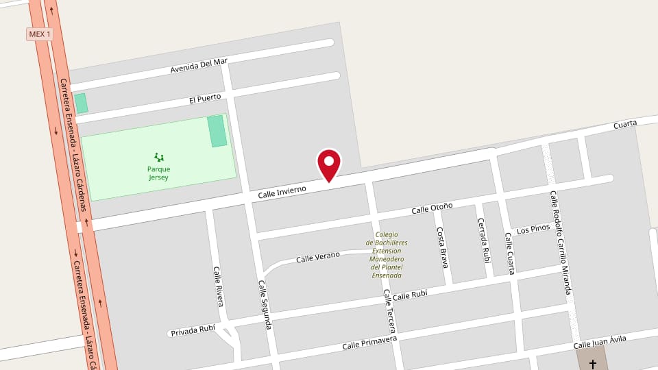 Mapa de IPUL Ensenada, Calle Invierno #204. Cómo llegar.